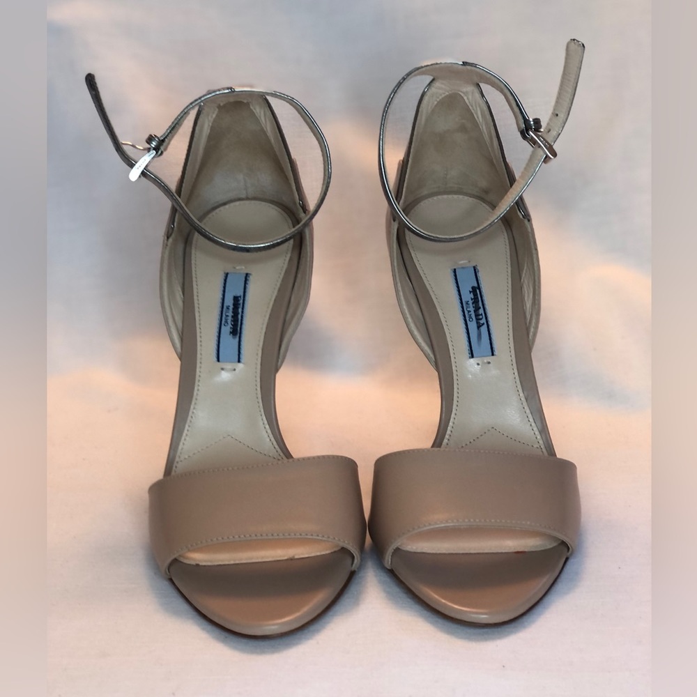 Beige, Prada, heeled sandals.